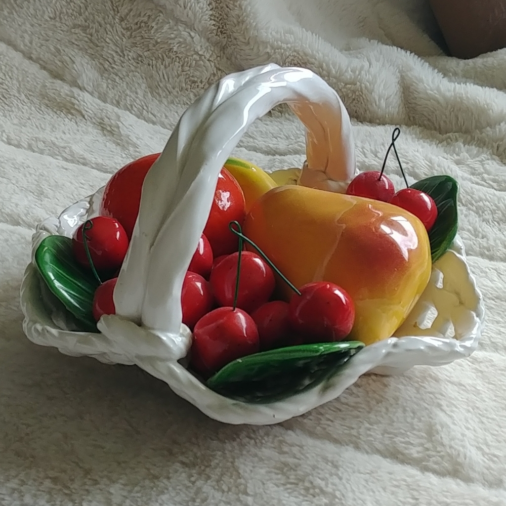 Vintage Capodimonte Italian Porcelain fruit basket